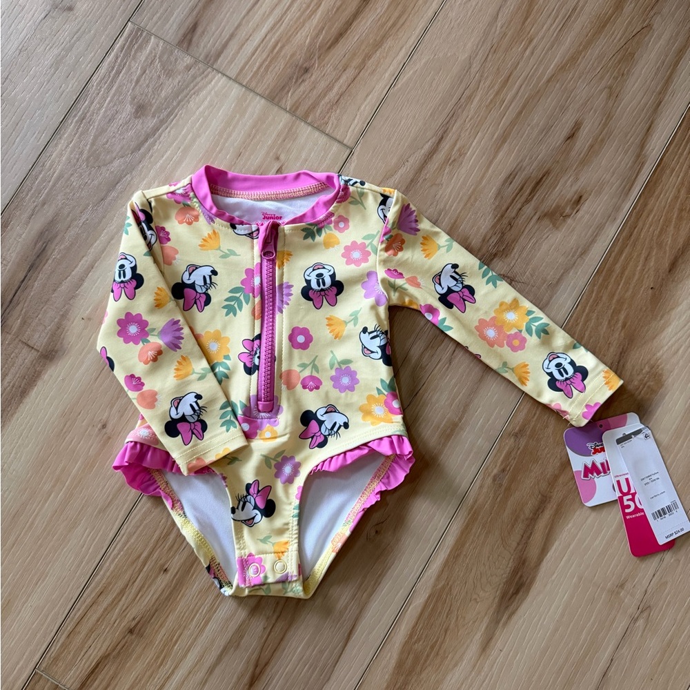 Disney Minnie Mouse Floral Long Sleeve Swimsuit Carters NWT